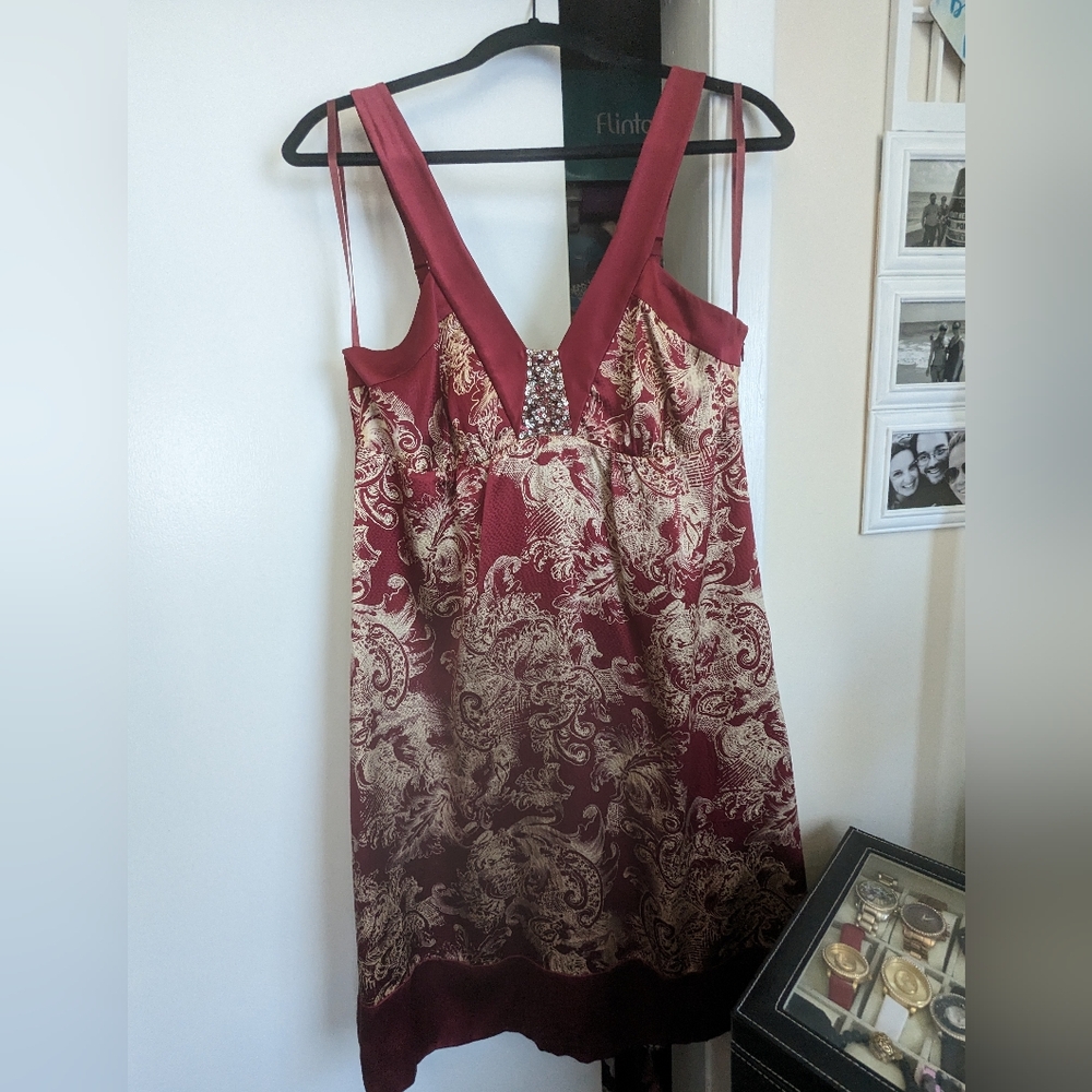BCBG Maxazria Red & Gold Dress